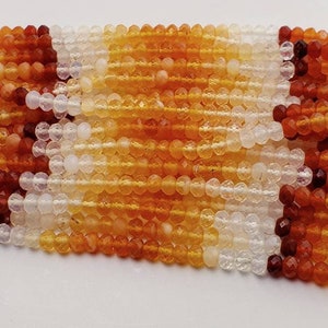 Mexican Fire Opal 3,4mm faceted Shaded Ombre Orange  Roundel natural Beads, Jewelry Making AAA quality 6&quot;and 12.5&quot; strand