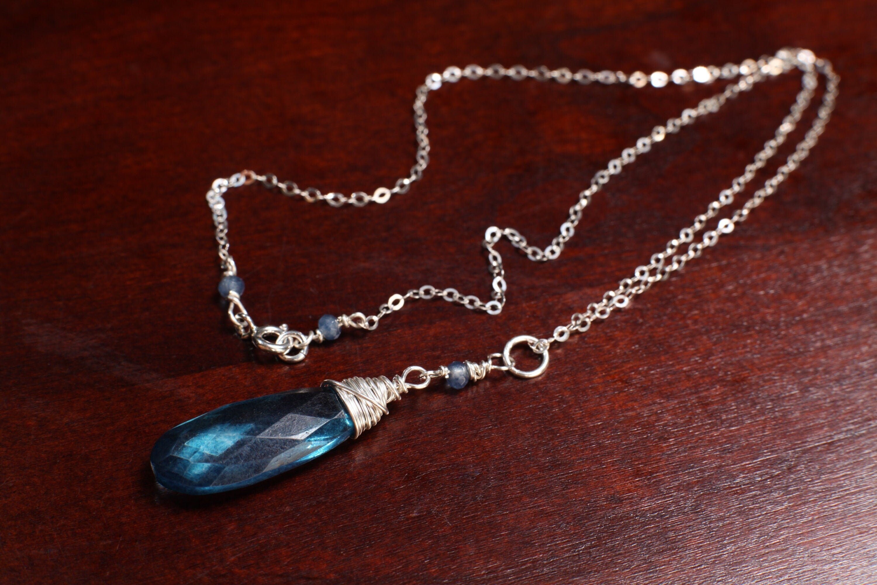 Moss Kyanite Faceted Long Pear Drop 10.5x30mm 925 Sterling Moss Kyanite Faceted Long Pear Drop 10.5x30mm 925 Sterling