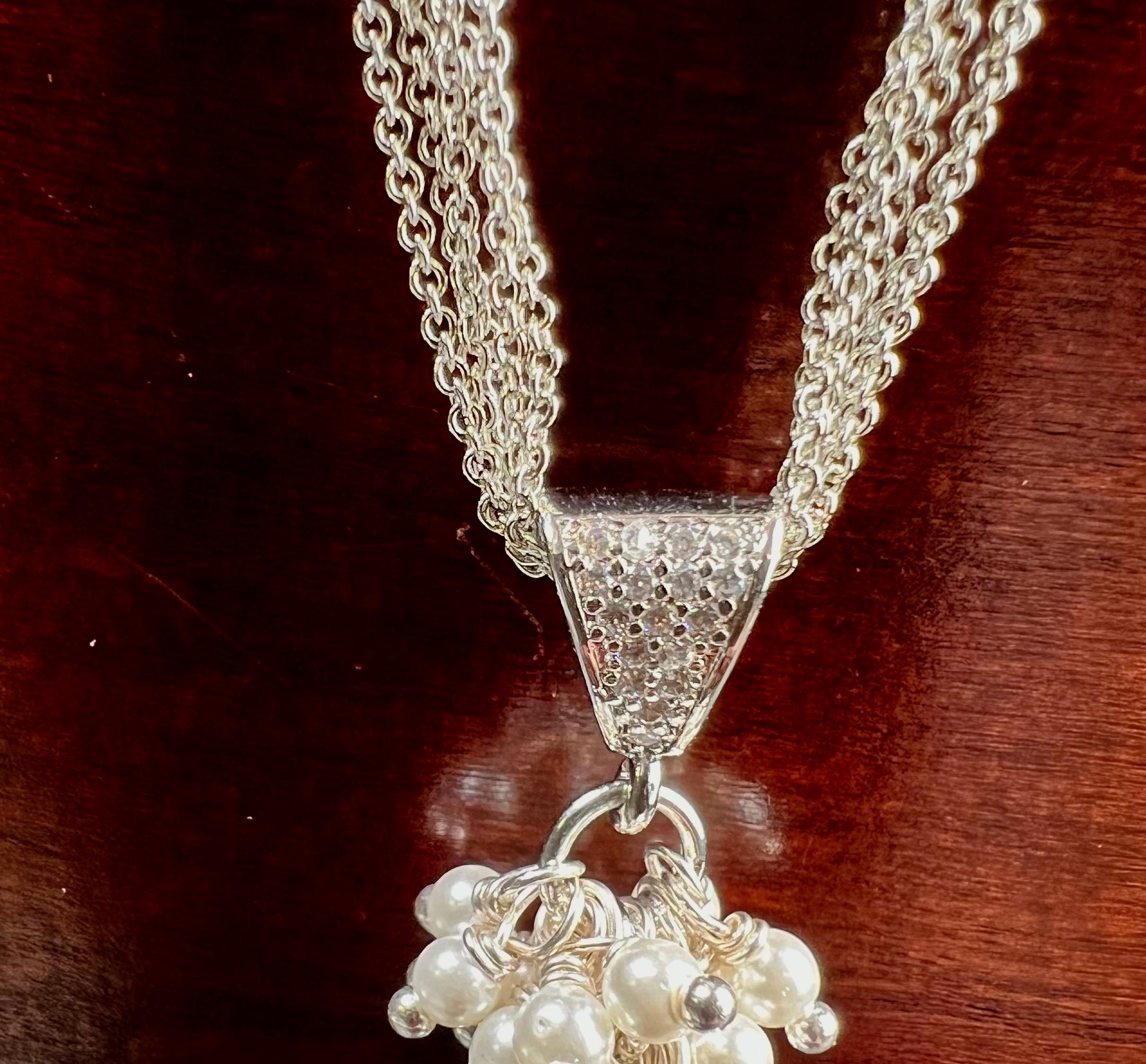 Cubic Zirconia Sterling Silver CZ Diamond Bail Heavy Duty Pendant