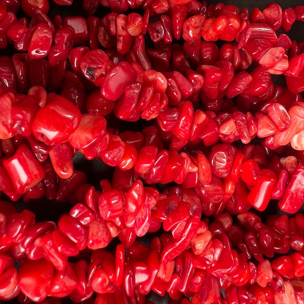 Bamboo coral  raw freeform red sea coral  nugget chip 4-8mm bead. 15” strand natural gemstone