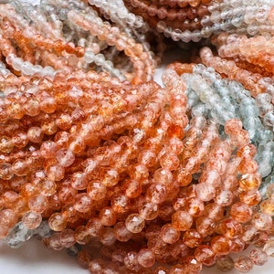 Genuine Oregon Sun Stone faceted Round 3-3.5mmFlashy Beads  Rainbow Sunstone Beads 12&quot; Strand