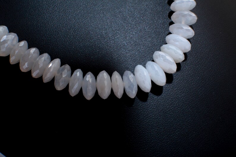 Natural Mystic Moonstone German Cut Graduated Faceted Rondelle Gemstone 17 Necklace