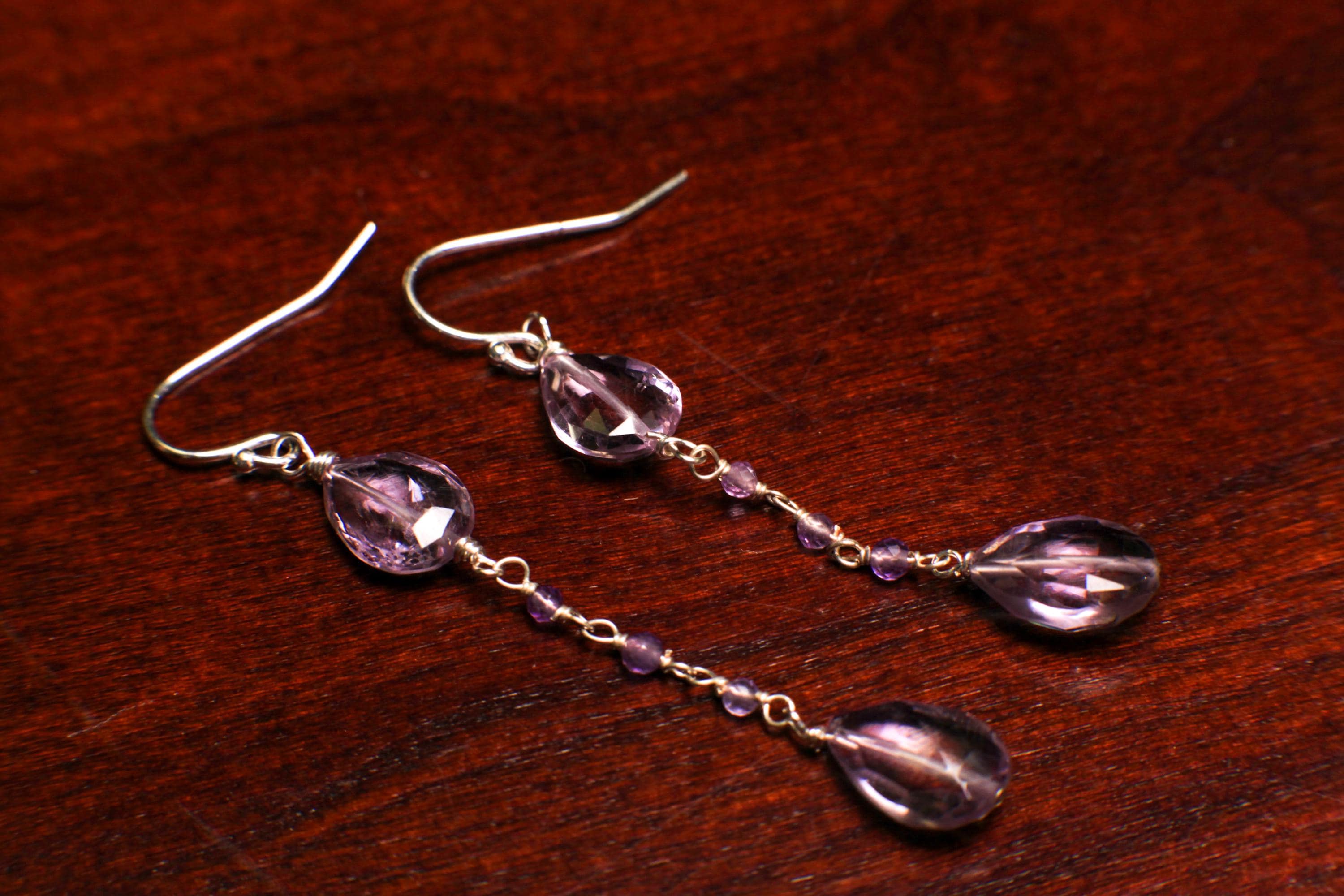 Genuine Pink Amethyst Concave Cut Faceted Teardrop, Cut Gemstone