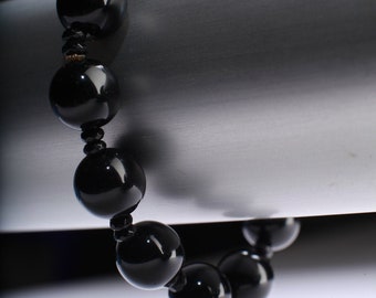 Bracciale in onice nera naturale, pietra preziosa per guarigione, yoga, bracciale elastico con cristalli per i chakra.