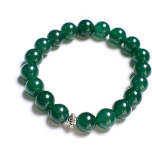 Green Onyx Natural Gemstone 8mm Stretchy Bracelet 6-9.5&quot;, emerald green healing crystal gems.