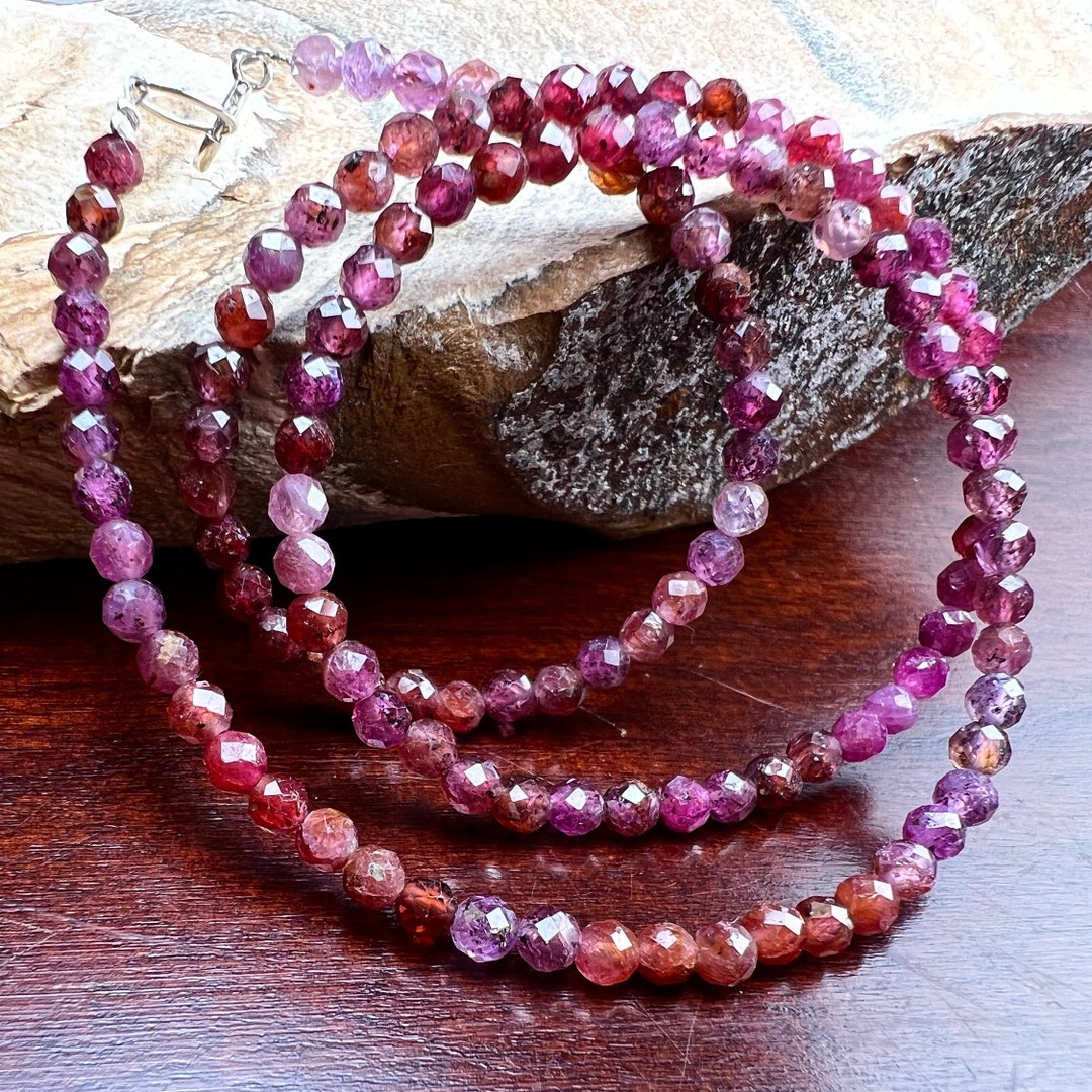Natural Ruby 3.5mm Faceted Round Red Pink Ombre Shaded Gemstone 925 ...