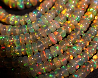 Genuine Ethiopian Fire Opal, Welo Opal 3-4mm, 4-4.5mm smooth Graduated roundel, AAA quality fiery Opal for jewelry making