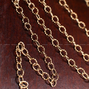 14K Gold Filled twisted textured Cable Chain, 2.5x3.4mm Cable Knurled Chain, Jewelry Making Unfinished Italian Chain AAA quality