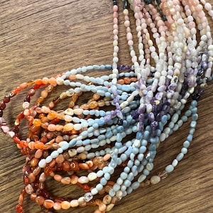 Multi Opal natural raw  Smooth nugget 3x4-6mm jewelry making gemstone beads , 9&quot;,18&quot;strand