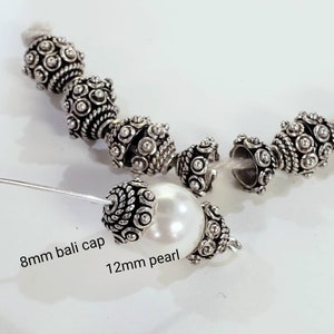 4 pcs 925 sterling silver 8mm large Bali bead cap, Fancy heavy weight vintage handmade bali cap for jewelry making supplies .