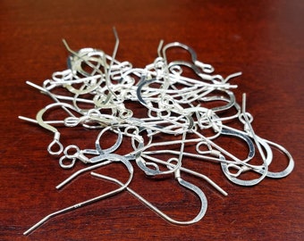 925 sterling silver French hook  Earwire with coil 25mm long 22 gauge, 10,20,50 pcs wholesale, jewelry making fish hook Earwire 925 stamped