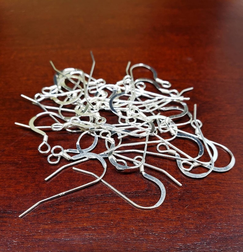 925 sterling silver French hook Earwire with coil 25mm long 22 gauge, 10,20,50 pcs wholesale, jewelry making fish hook Earwire 925 stamped
