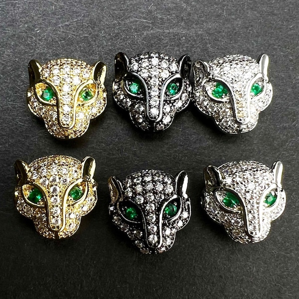 CZ Leopard micro pave diamond style spacer Bead high quality 11x11 mm cubic Zirconia  leopard emerald eye for jewelry making charm bead