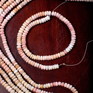 Pink Opal Rondelle, Natural Shaded Pink Peruvian Opal Faceted Roundel 4-4.5 and 7.5-8mm Jewelry Making Gemstone Beads 12.75" Strand