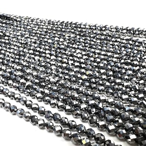 Natural Terahertz micro faceted Gemstone Beads 2, 3mm, super sparkly fine cut jewelry making beads 15” Strand, Single or Bulk, energy gem