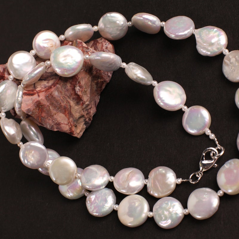 Coin Pearl Drop Necklace