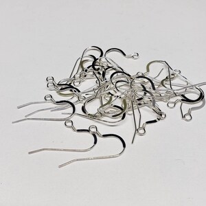925 sterling silver French hook Earwire with coil 25mm long 22 gauge, 10,20,50 pcs wholesale, jewelry making fish hook Earwire 925 stamped