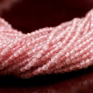Strawberry Quartz 2mm Faceted Diamond Micro Cut Round 14.5" Strand
