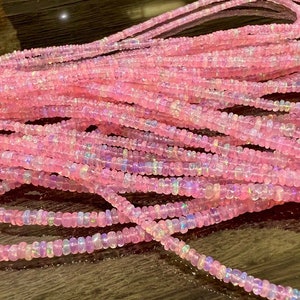 Pink Ethiopian opal fire Opal Welo Opal sweet pink 2-4mm smooth roundel,AAA quality fiery Opal for jewelry making beads 7&quot;,14&quot; strand