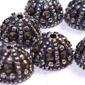 2 pieces Marcasite 925 sterling silver vintage 6.5mm bead cap, jewelry making antique finished Marcasite cap for bracelet necklace earrings