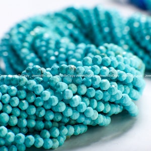Natural Turquoise Faceted Round 2mm Micro Faceted Blue Sleeping Beauty Turquoise Gemstone Round for Jewelry Making  Beads 15.5&quot; Strand