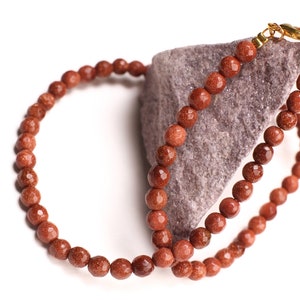 Gold sand stone 6mm faceted Round AAA quality very sparkly gold stone Necklace gift