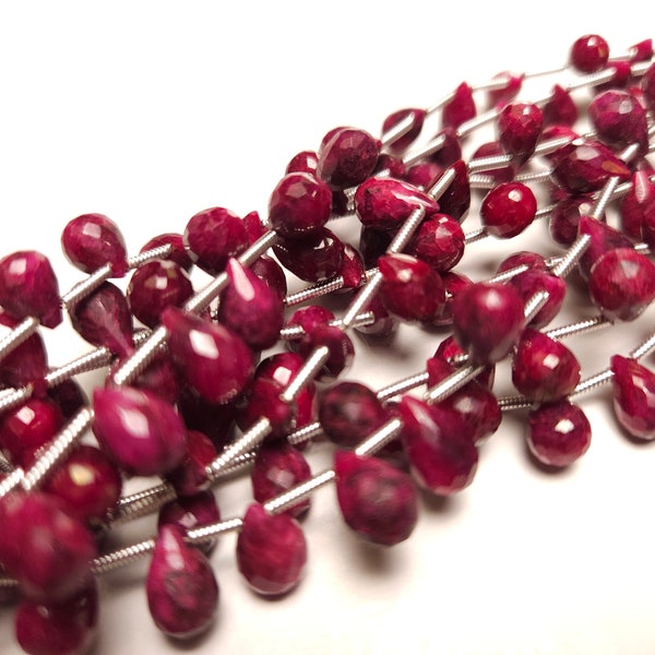 Natural Ruby Faceted Teardrop 4x6-5x8mm Gemstone Briolette Jewelry Beads 10 pcs or 20 pcs