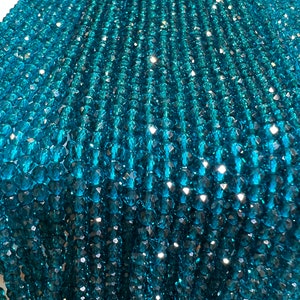 Blue cubic Zirconia London blue color  Micro Faceted 2mm, 3mm Round  Beads AAA Gemstone Jewelry Making CZ Beads 14&quot; Strand