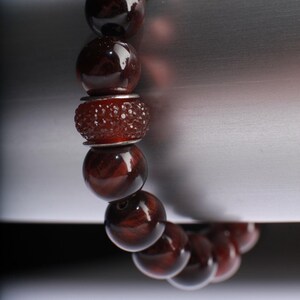 Red Tiger Eye with matching 1 piece Rhinestone roundel spacer Natural Gemstone, Crystal Stretchy Bracelet 7"