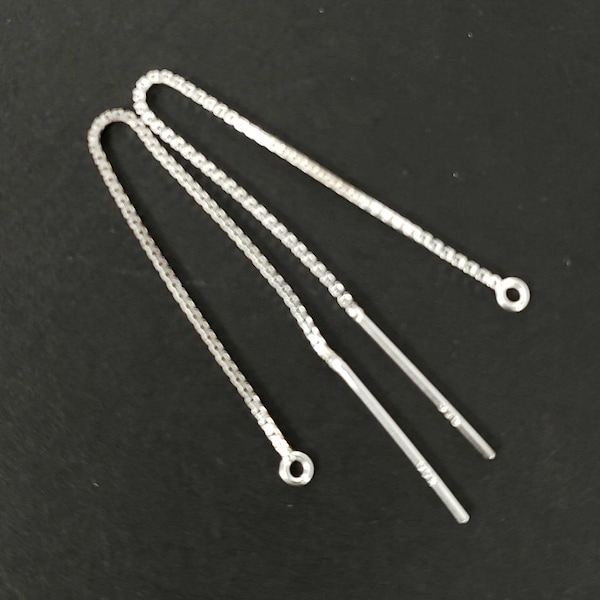 925 sterling silver 3" and 4" long  ear threads, threader ear wire. 925 stamped, High quality, Made in USA, 1 pair ( 2 pieces)