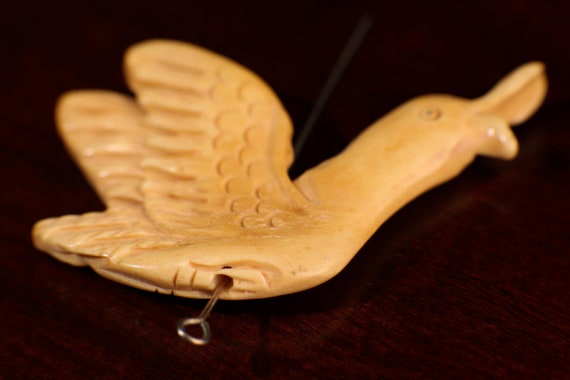Carved Buffalo Bone Swan, 35x53mm Hand Crafted Do… - image 8