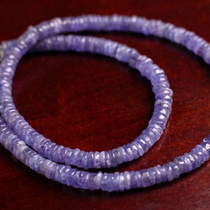 Tanzaniet gladde Heishi-bandenring rondelle 5-6 mm zilveren choker gelaagdheid ketting, verjaardag, natuurlijk genezende energie chakra man, vrouw geschenken