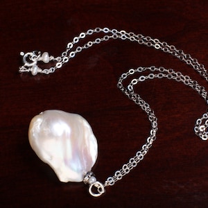 Genuine Freshwater Baroque Pearl with 925 Italian Sterling Silver Necklace