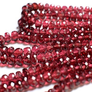 Natural Rhodolite Garnet AAA Faceted 4.5-8.5mm Rondelle,Jewelry Making Rich Merlot color Gemstone, Rare gem quality Garnet 9&quot; St