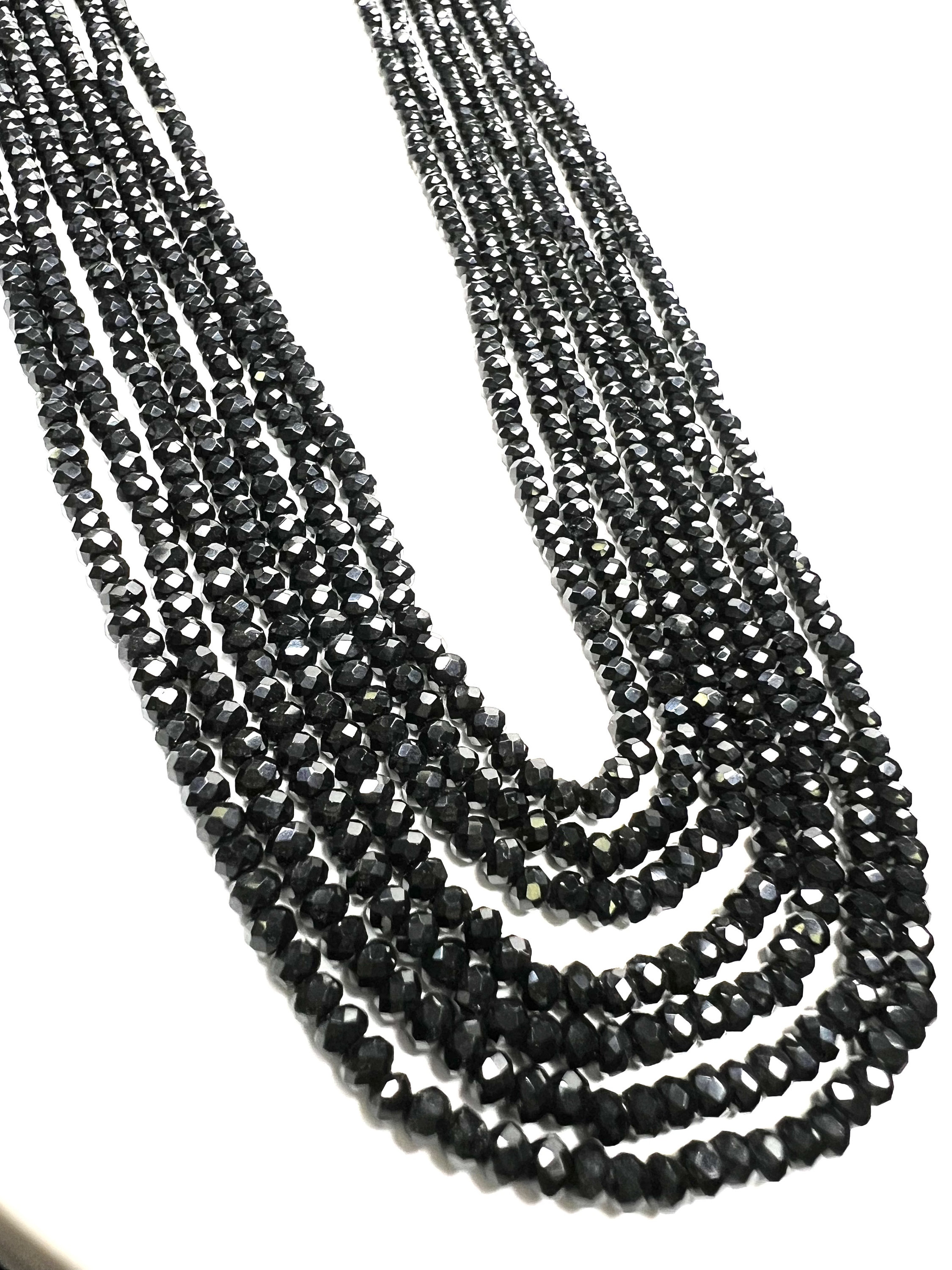 ブレスレット LESS IS MORE black spinel necklace Genuine Black Spinel 7 Line Necklace, 3mm Micro Faceted