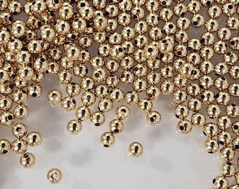 14k Gold Filled 3 mm glatte runde nahtlose Perle, hergestellt in den USA, Schmuckherstellung Halskette Armband Spacer Perle, 50 Stück, 100 Stück