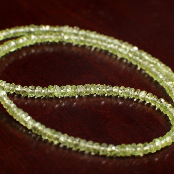 Peridot Faceted 3.5mm Rondelle Choker Necklace in 925 Sterling Silver, natural peridot AAA quality, green Birthday, Woman gifts