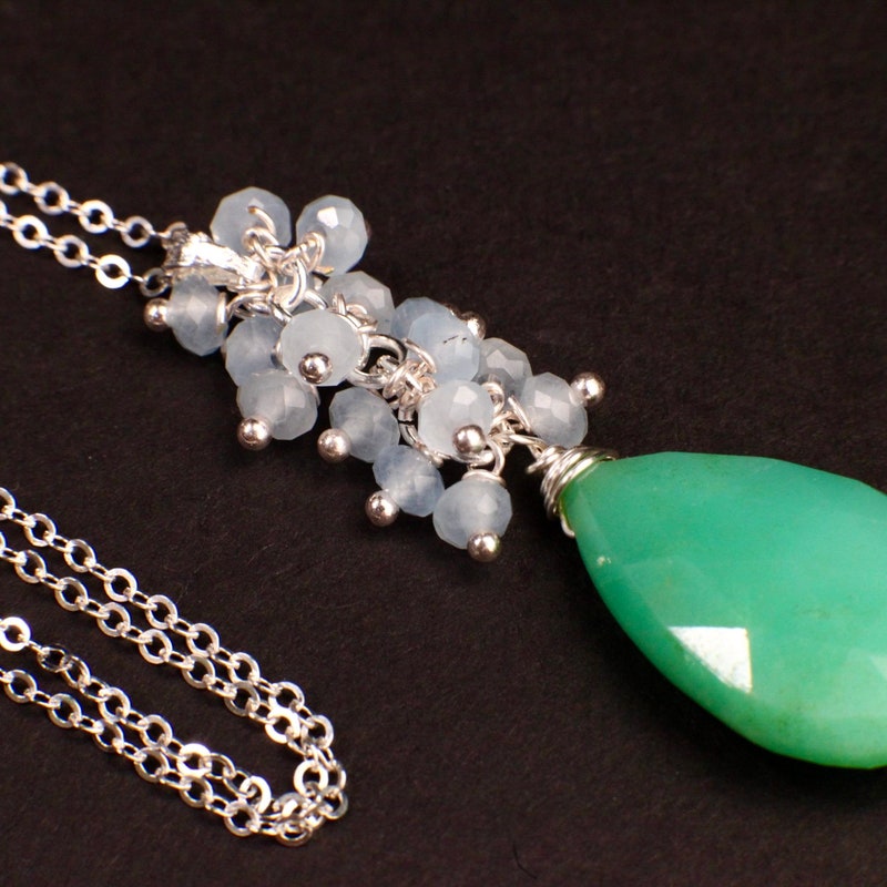 Chrysoprase Oval Mala Long Necklace main image 1