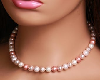 Multi Baby Pink South Seashell Pearl 8mm With Mag Ball Clasp, AAA