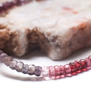 Genuine Multi Spinel Faceted Rondelle 4-4.5mm Bracelet in 925 Sterling Silver, 14K Gold Filled Clasp and Optional 1&quot; Extension Chain