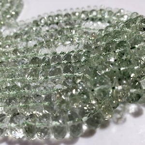 Green Amethyst, Prasiolite Graduated Faceted 5-9.5mm AAA Quality Rondelle, Jewelry Making natural Gemstone Beads 6.5&quot; and 13&quot; strand