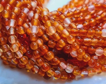Natural Carnelian 2mm Round Beads, Jewelry Making Round Polished Gemstone Beads, DIY Necklace, Bracelet 16" Strand