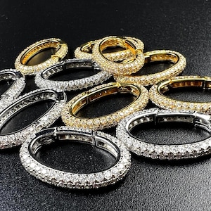 CZ Diamond carabiner clasp Micro Pave Push In open Oval  double sided CZ Diamond setting Jewelry making fancy clasp 1pc 18x29mm long