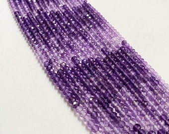 Ombre Amethyst Faceted Shaded Roundel 3-3.5mm, Jewelry Making Necklace, Bracelet, DIY Natural Gemstone Beads 13" Strand