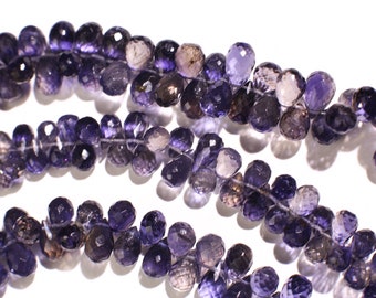 Genuine Iolite water sapphire Faceted Round Drop Briolette 5x9-7-11mm Beautiful Rare Gemstone for Jewelry Making Beads