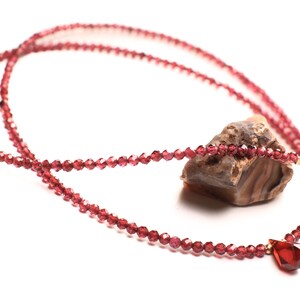 Mozambique Garnet 2.5mm Faceted Round Choker Layering Necklace with genuine garnet pendant in14k goldfilled January Birthstone, Woman Gift