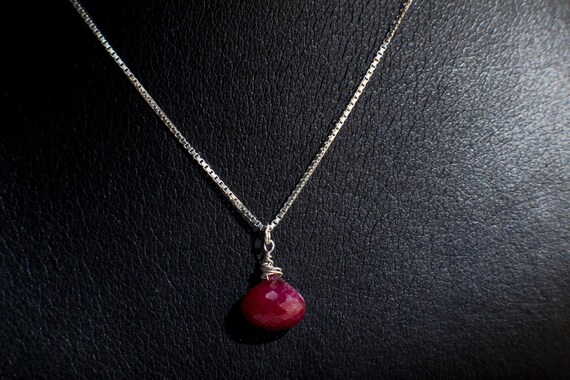Ruby Necklace Set, Genuine Ruby Drop Briolette On… - image 7