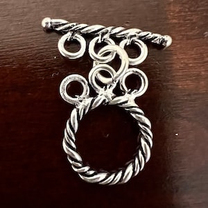 925 Sterling silver 14mm circle  3 loop toggle clasp , vintage handmade bali silver toggle jewelry making clasp.