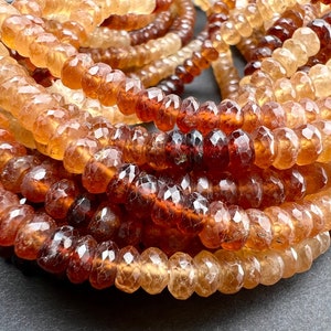 Granato Hessonite sfaccettato 5,5-6 mm Rondelle, Granato Hessonite naturale Bellissimo arancione marrone sfumato Gemme naturali Perline per gioielli fai da te 8"