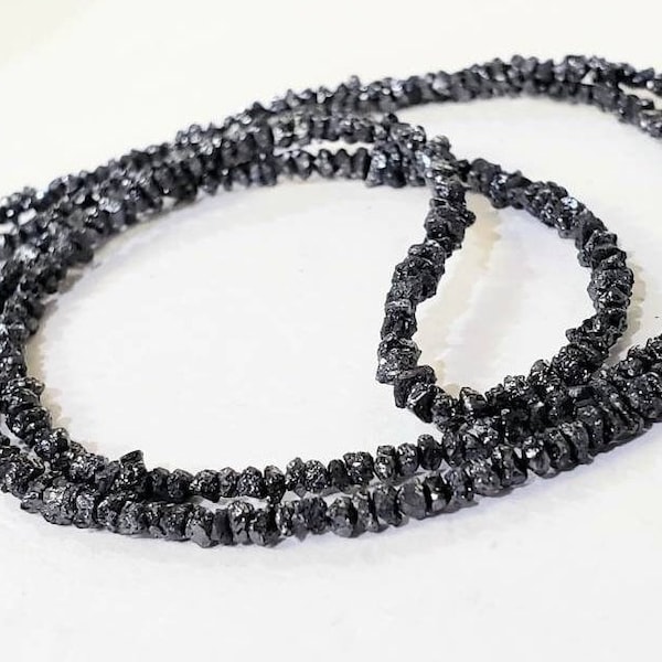 Natural Black Diamond Raw Uncut nugget bead, AAA Quality 2- 3mm  Diamond Raw chips bead for Jewelry making 3", 6" , 15"